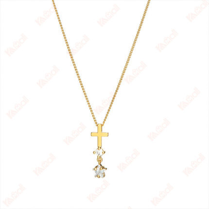 gold cross necklace geometric shape